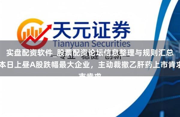 实盘配资软件_股票配资论坛信息整理与规则汇总 本日上昼A股跌幅最大企业，主动裁撤乙肝药上市肯求
