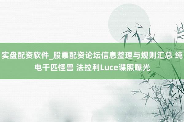 实盘配资软件_股票配资论坛信息整理与规则汇总 纯电千匹怪兽 法拉利Luce谍照曝光
