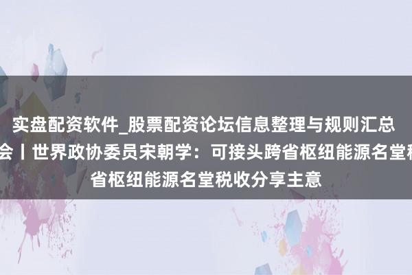 实盘配资软件_股票配资论坛信息整理与规则汇总 2026世界两会丨世界政协委员宋朝学：可接头跨省枢纽能源名堂税收分享主意
